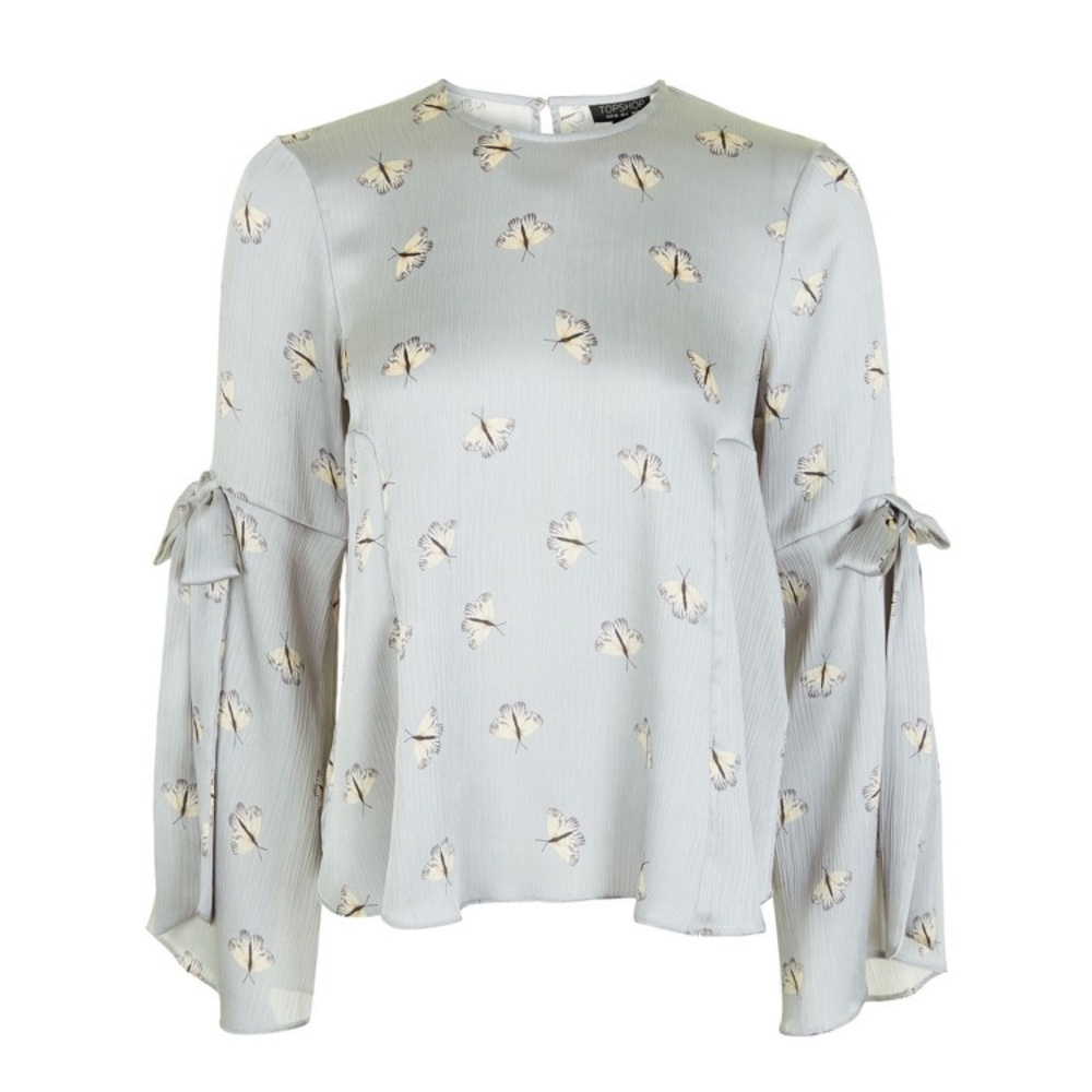 Dainty topshop butterfly blouse with tie sleeve 🦋